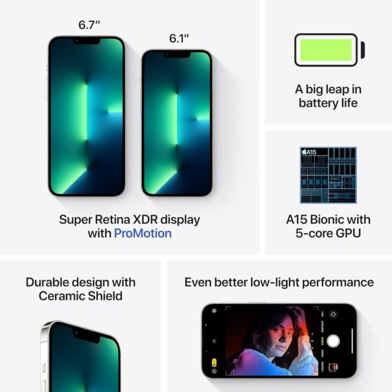 Apple iPhone 13 Pro, 128GB, Sierra Blue - Unlocked (Renewed Premium)